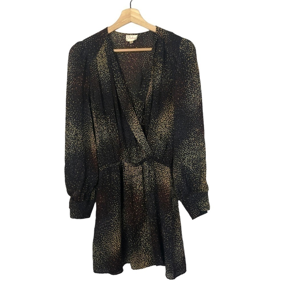 Parker‎ Brown Catalina Silk Printed Long Sleeve Mini Dress XS